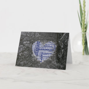 Tarjeta Hanukkah Blue Heart Black White Photo Snow