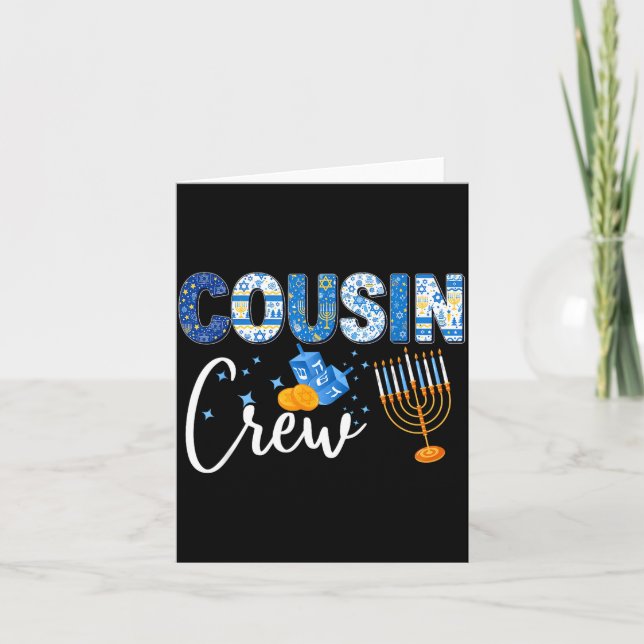 Tarjeta Hanukkah Cousin Crew Matching Family Christmas Paj (Anverso)
