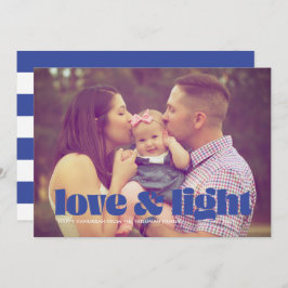 Tarjeta Hanukkah de amor azul y una foto única y c