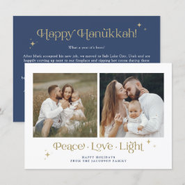 Tarjeta Hanukkah de amor Menorah Peace Naval Gold