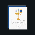 Tarjeta Hanukkah de luz de amor para velas Minimal<br><div class="desc">Las Velas minimalistas Adoran La Tarjeta Hanukkah Ligera. Precio económico Tarjeta plana SMALLER de 4, 5" x 5, 6" en una tarjeta SEMI GLOSS de 110 lb (similar al espesor de una postal) NOTA: El sobre suministrado con esta tarjeta es ligeramente más grande que la propia tarjeta. Estilo mínimo contemporáneo...</div>