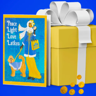 Tarjeta Hanukkah de vacaciones de perro de estilo 