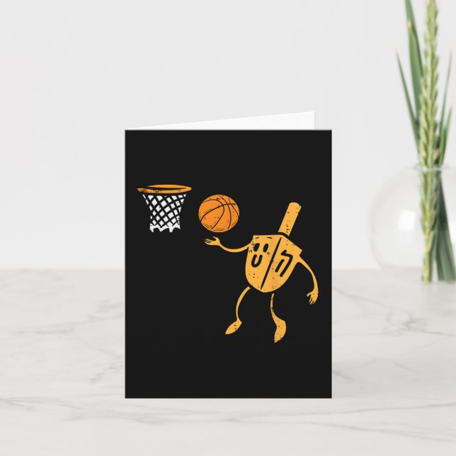 Tarjeta Hanukkah Dreidel Baloncesto Chanukah Hombres Judío (Anverso)
