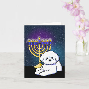 Tarjeta Hanukkah Menorah Bichon