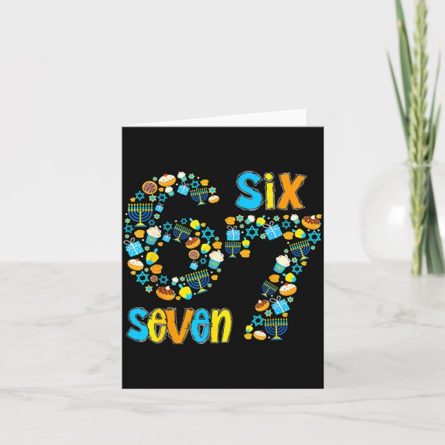 Tarjeta Hanukkah Menorah Dreidel 67 Festive Chanukah Six S (Anverso)