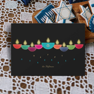 Tarjeta Hanukkah   Menorah, una lámpara de aceite 
