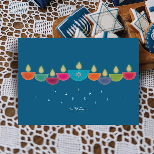 Tarjeta Hanukkah   Menorah, una lámpara de aceite 