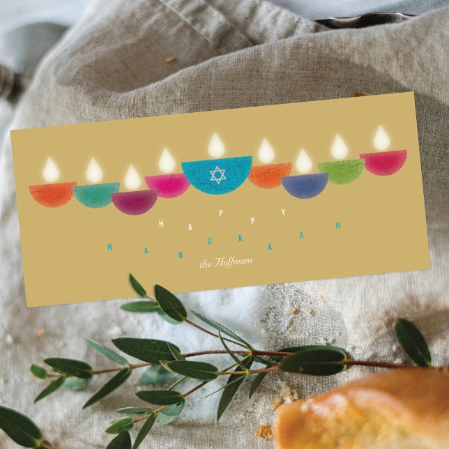Tarjeta Hanukkah | Menorah, una lámpara de aceite  (Subido por el creador)