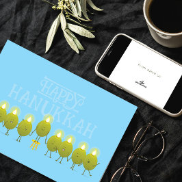 Tarjeta Hanukkah Olive Menorah | Baby Blue Corporate Logo