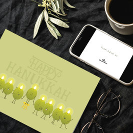 Tarjeta Hanukkah Olive Menorah | Logo de Green Corporate