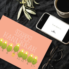Tarjeta Hanukkah Olive Menorah | Logotipo corporativo de P