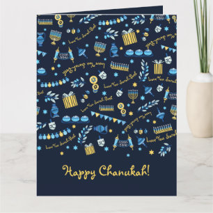 Tarjeta Hanukkah Personalizada Menorah Dreidel