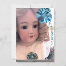 Tarjeta Hanukkah plana de muñeca antigua