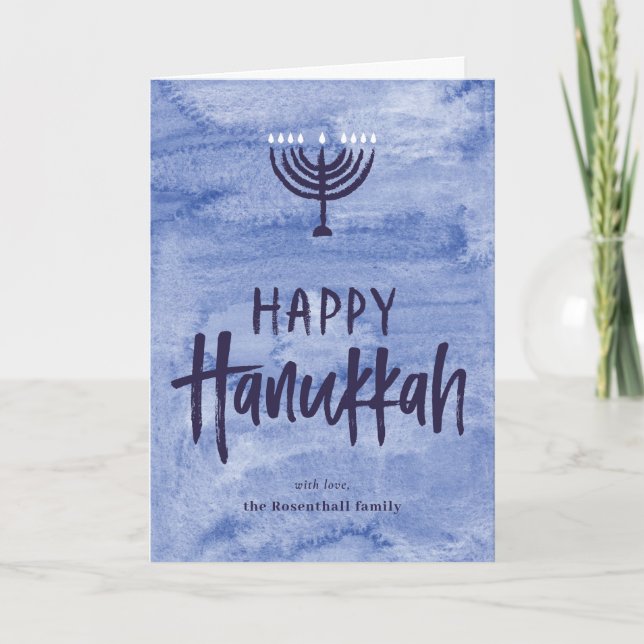 Tarjeta Hanukkah plegada Menorah (Anverso)