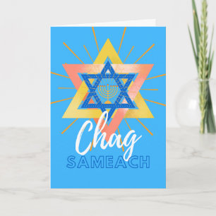 Tarjeta Hanukkah Sameach Menorah Star of David Card