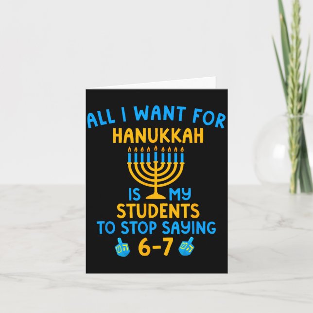 Tarjeta Hanukkah Students Saying 6-7 67 Six Seven Hebrew S (Anverso)