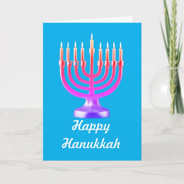 Tarjeta Hanukkah, tarjeta Hanukkah plegada de 5" x (Anverso)