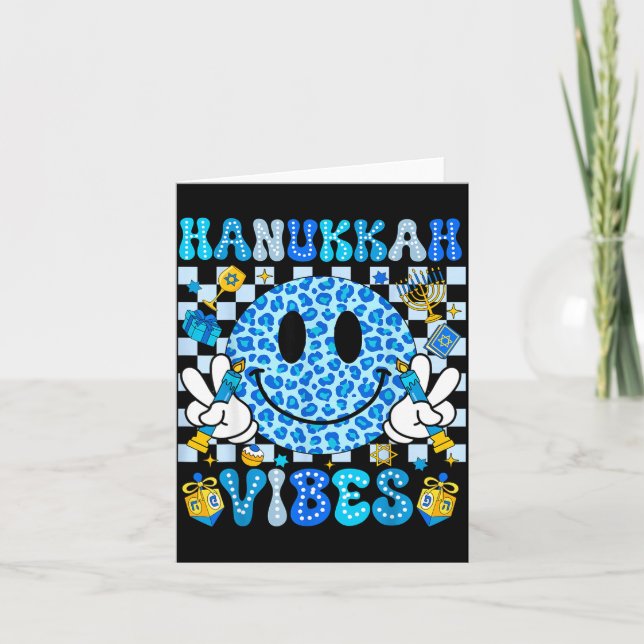 Tarjeta Hanukkah Vibes Groovy Smile Face Jewish Holiday Ch (Anverso)