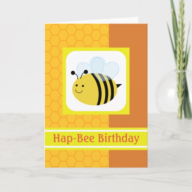 Tarjeta Hap-Bee Birthday Bumblebee Honeycomb (Anverso)