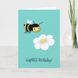 Tarjeta HapBEE (feliz) Flor de abeja de cumpleaños