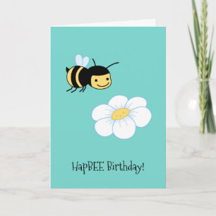Tarjeta HapBEE (feliz) Flor de abeja de cumpleaños
