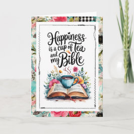 Tarjeta Happiness Is Tea and My Bible Christian Faith Card
