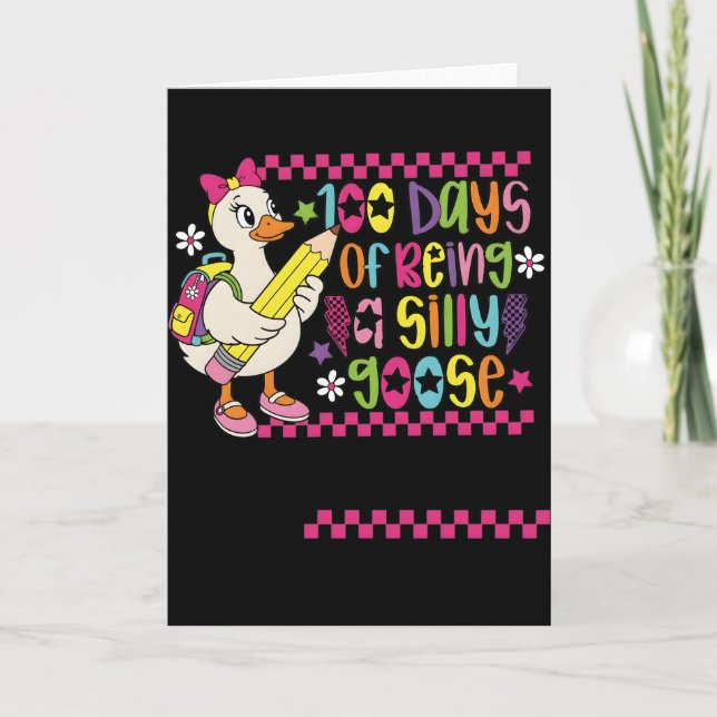 Tarjeta Happy 100 Days of School Cute Duck Teacher (Anverso)