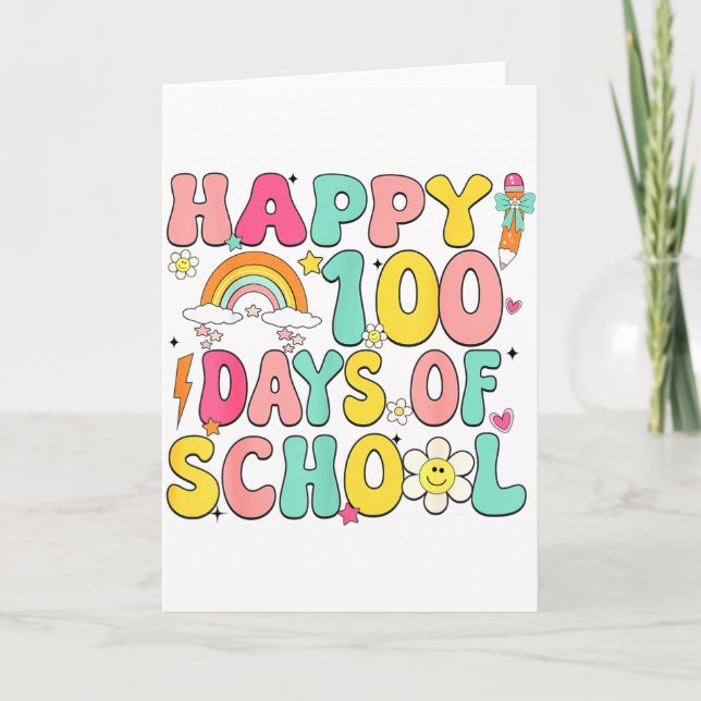 Tarjeta Happy 100 Days Of School Teacher Appreciation Boys (Anverso)