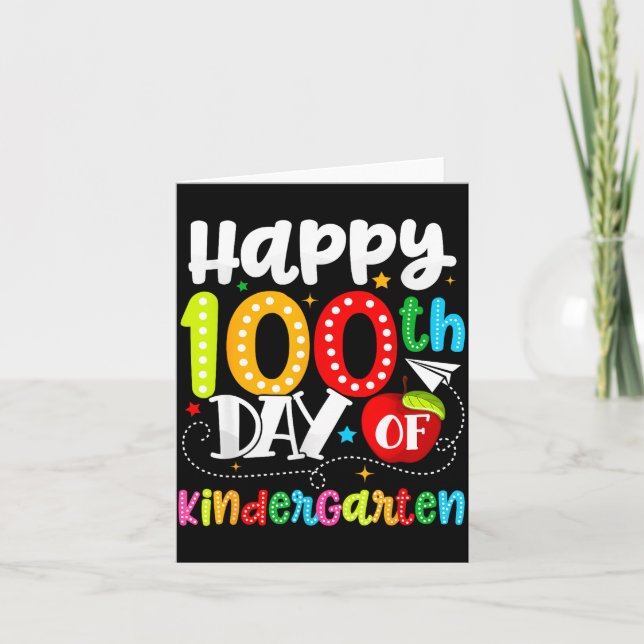 Tarjeta Happy 100th Day Of Kindergarten Funny Teachers Stu (Anverso)