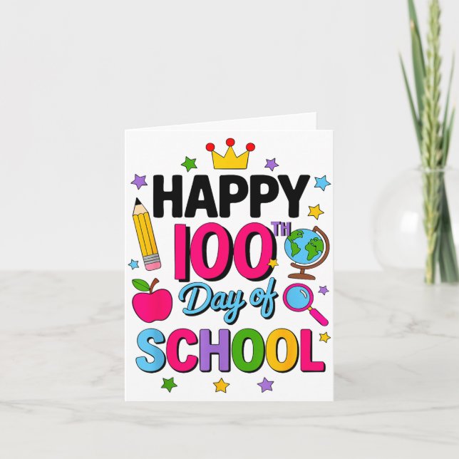 Tarjeta Happy 100th Day Of School 100 Days Smarter Teacher (Anverso)