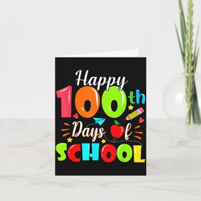 Tarjeta Happy 100th Day Of School Funny Teachers Sudents K (Anverso)