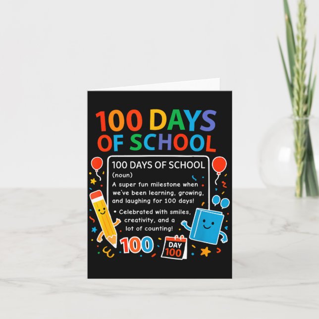 Tarjeta Happy 100th Day Of School Student Design, 100 Days (Anverso)