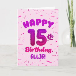 Tarjeta Happy 15th Birthday Card with Custom Name