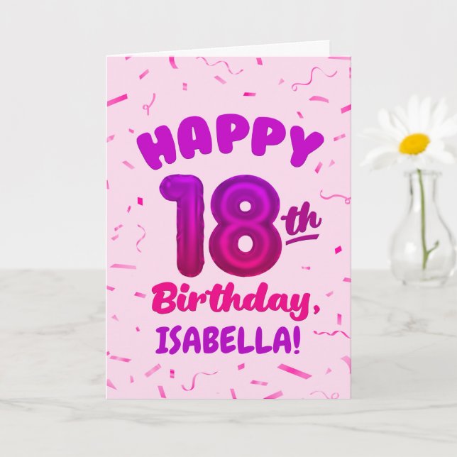 Tarjeta Happy 18th Birthday Card with Custom Name (Planta pequeña)