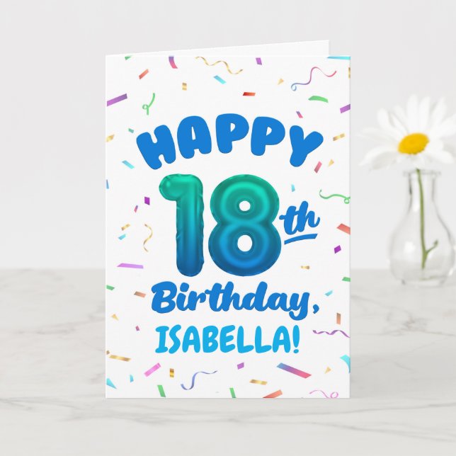 Tarjeta Happy 18th Birthday Card with Custom Name (Planta pequeña)
