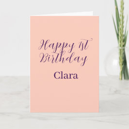 Tarjeta Happy 1st birthday orange purple boho retro name 