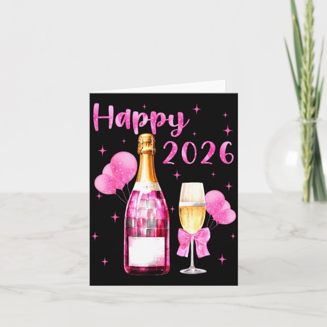 Tarjeta Happy 2026 Cheers To A New Year 2026 Champagne Coq (Anverso)