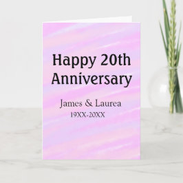 Tarjeta Happy 20th anniversary pink purple pastel name bol