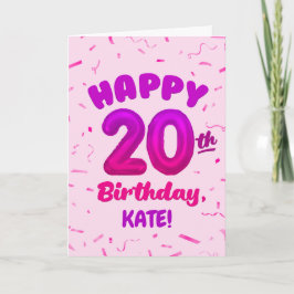 Tarjeta Happy 20th Birthday Card with Custom Name