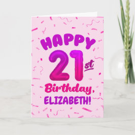 Tarjeta Happy 21st Birthday Card with Custom Name