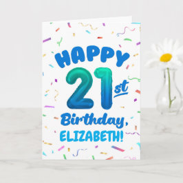 Tarjeta Happy 21st Birthday Card with Custom Name