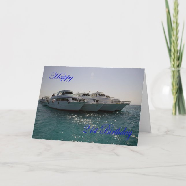 Tarjeta Happy 21st Birthday Dive boats (Anverso)