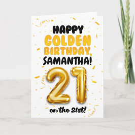 Tarjeta Happy 21st Golden Birthday, Custom Name Birthday