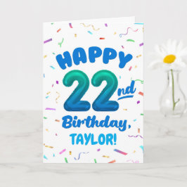 Tarjeta Happy 22nd Birthday Card with Custom Name