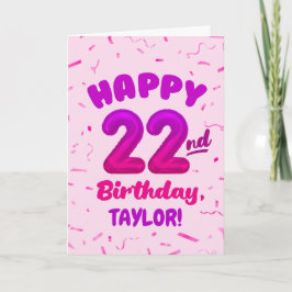 Tarjeta Happy 22nd Birthday Card with Custom Name