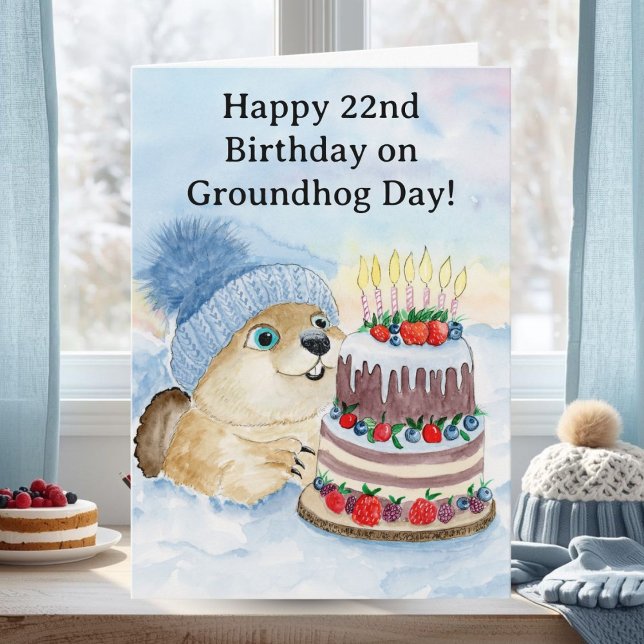 Tarjeta  Happy 22nd Groundhog Day Birthday  (Subido por el creador)