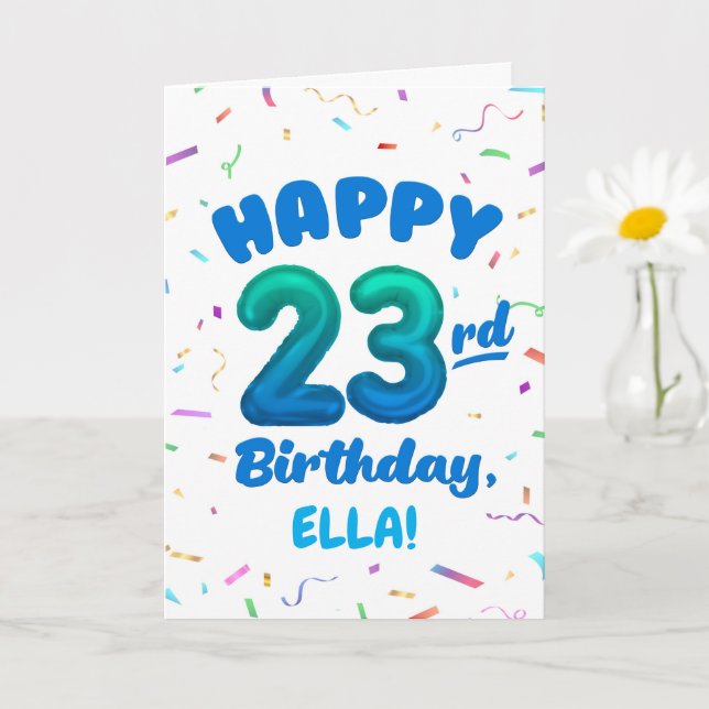 Tarjeta Happy 23rd Birthday Card with Custom Name (Planta pequeña)