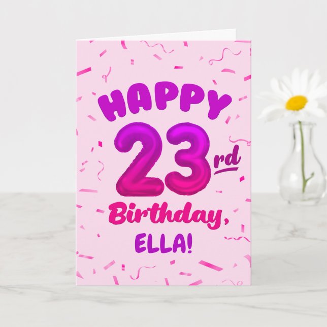 Tarjeta Happy 23rd Birthday Card with Custom Name (Planta pequeña)
