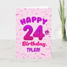 Tarjeta Happy 24th Birthday Card with Custom Name