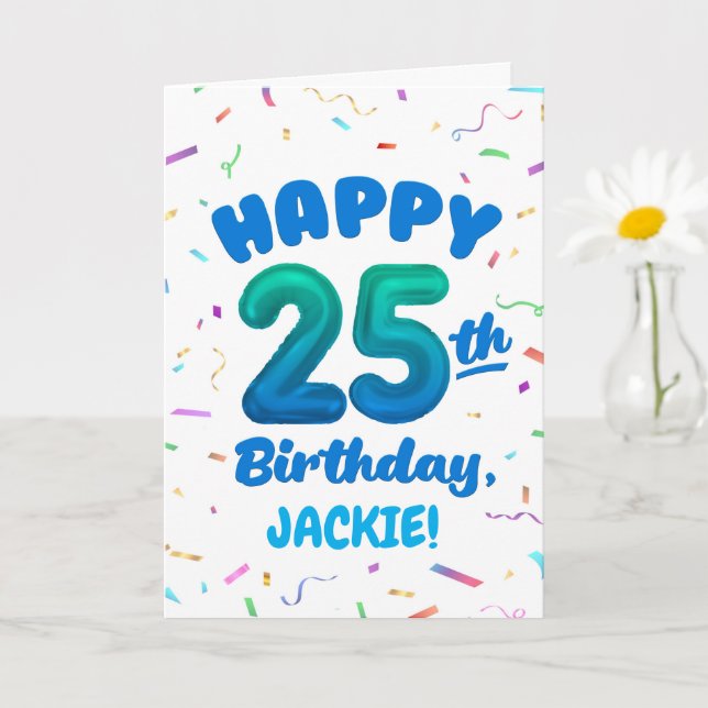 Tarjeta Happy 25th Birthday Card with Custom Name (Planta pequeña)